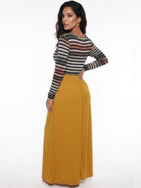 Reborn J Dresses & Skirts - Reborn J Pullover Scoop Neck Long Sleeve Maxi Dress Black and GOLD Size M